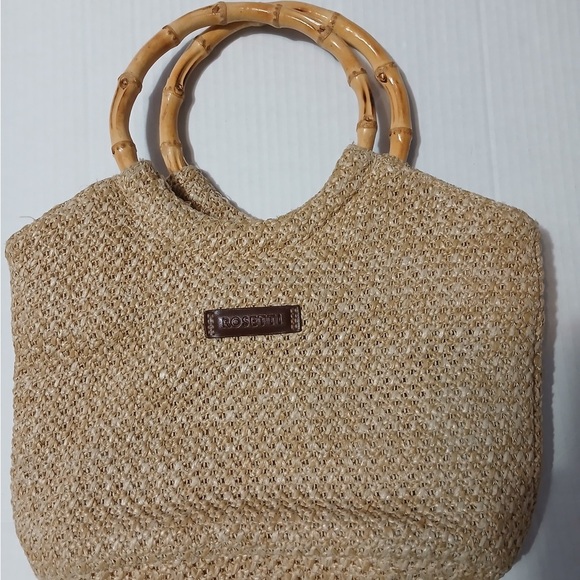 Rosetti Tan Woven Tote with Bamboo Handles - Picture 6 of 11